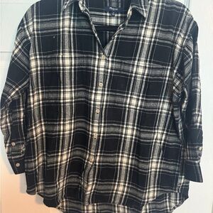 Madewell Plaid Black and White Women's Shirt